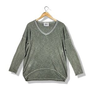 Brand Bazar Long Sleeve Top Womens Free Size Green Burnout Minimalist Lagenlook